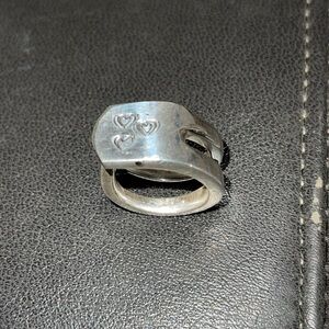 Silver Heart Design Ring size 76 1\2 handmade jewelry